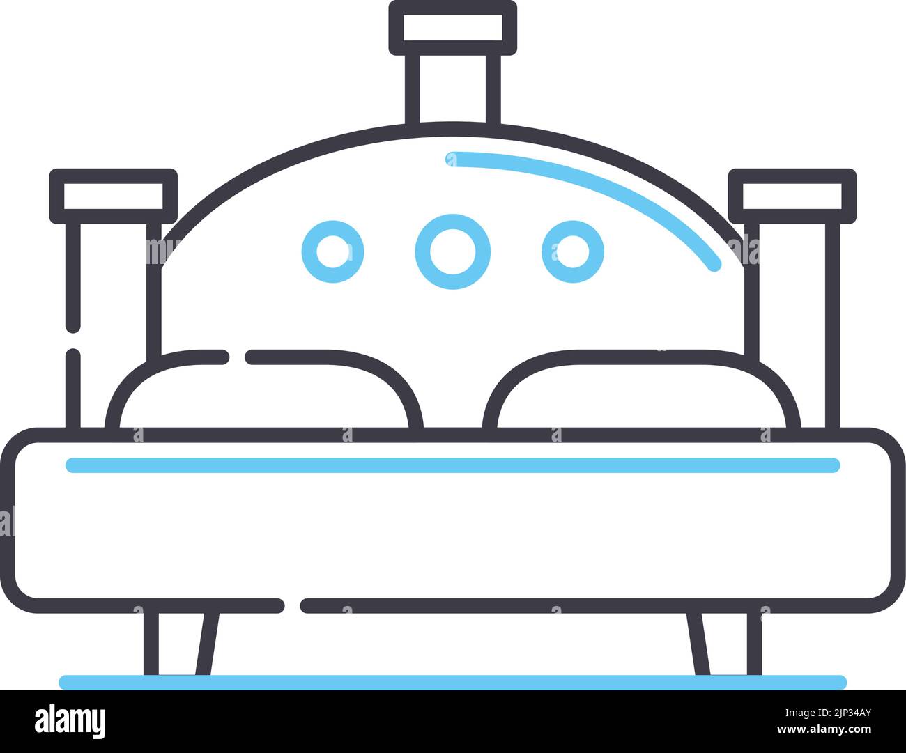 icona della linea del letto, simbolo del contorno, illustrazione vettoriale, segnale concettuale Illustrazione Vettoriale