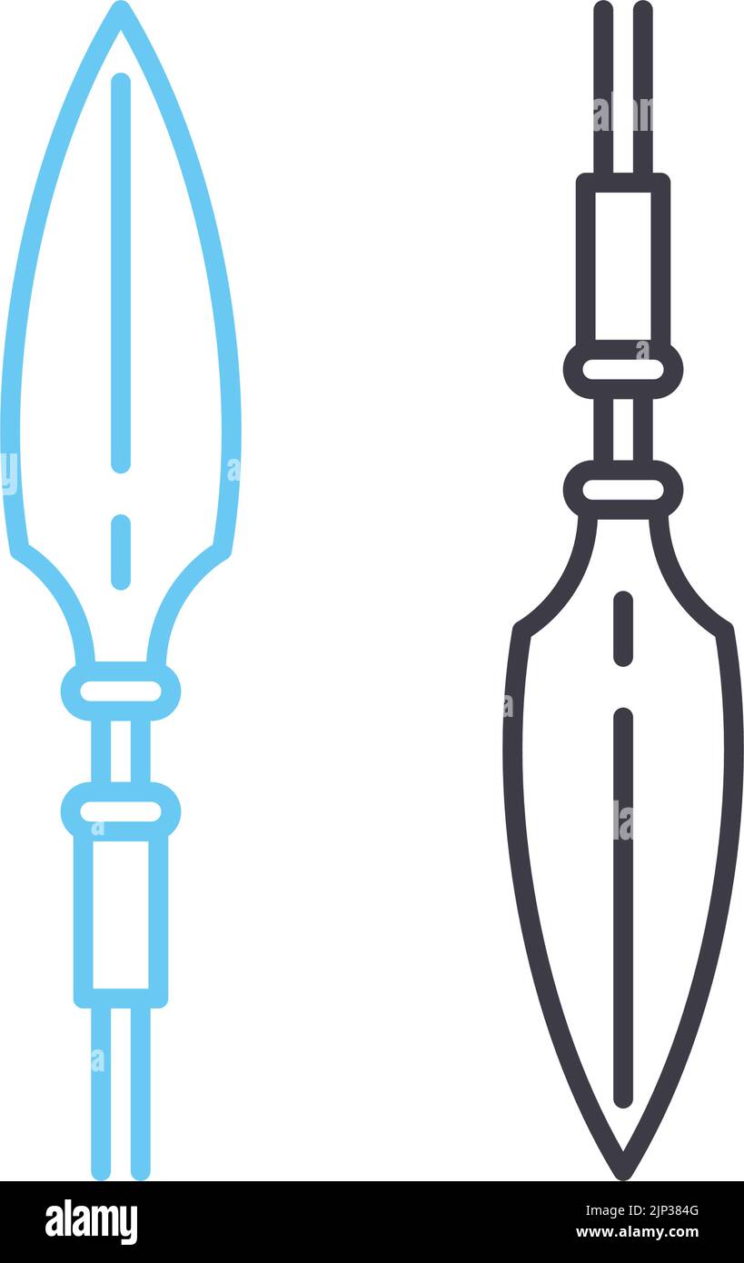 icona della linea delle lance antiche, simbolo del contorno, illustrazione vettoriale, simbolo del concetto Illustrazione Vettoriale