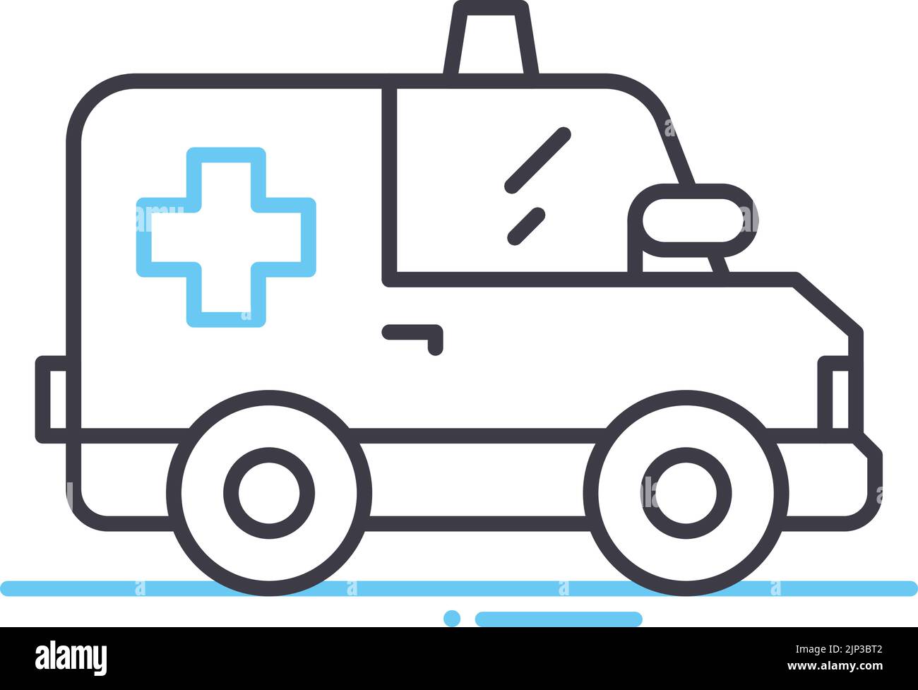 icona della linea di ambulanza, simbolo del contorno, illustrazione del vettore, segnale concettuale Illustrazione Vettoriale