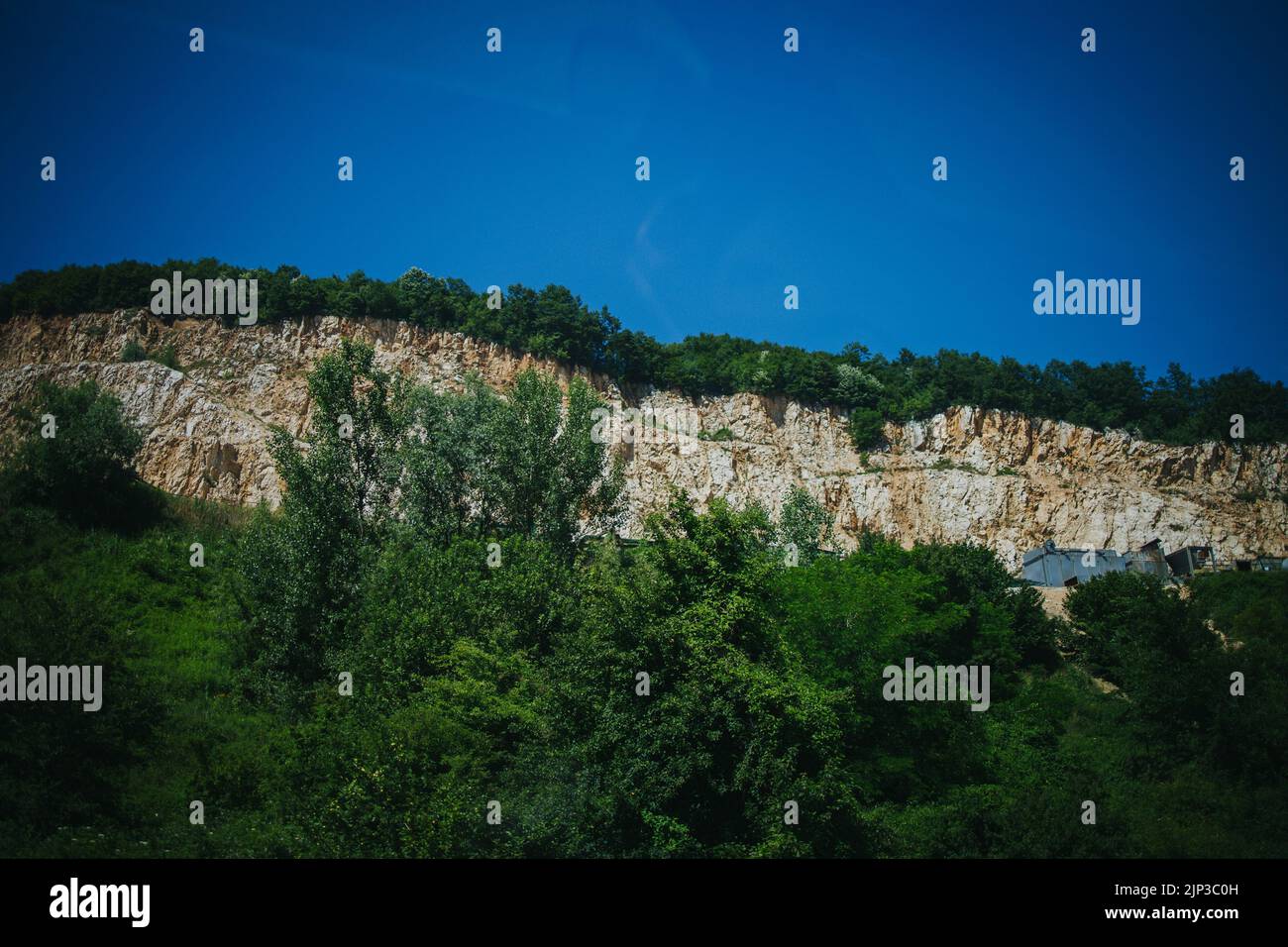 Le montagne rocciose coperte di alberi Foto Stock