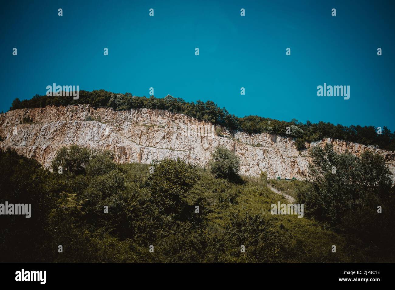 Le montagne rocciose coperte di alberi Foto Stock