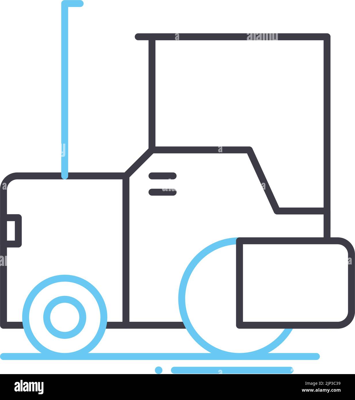 icona della linea dell'asfaltatrice, simbolo del contorno, illustrazione vettoriale, segnale concettuale Illustrazione Vettoriale