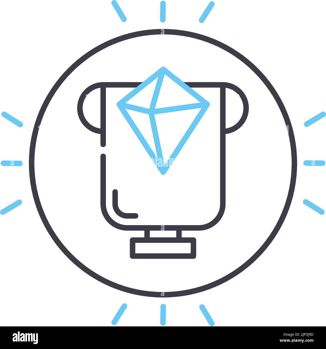 icona della linea di ricompensa del blocco, simbolo del contorno, illustrazione del vettore, segnale concettuale Illustrazione Vettoriale