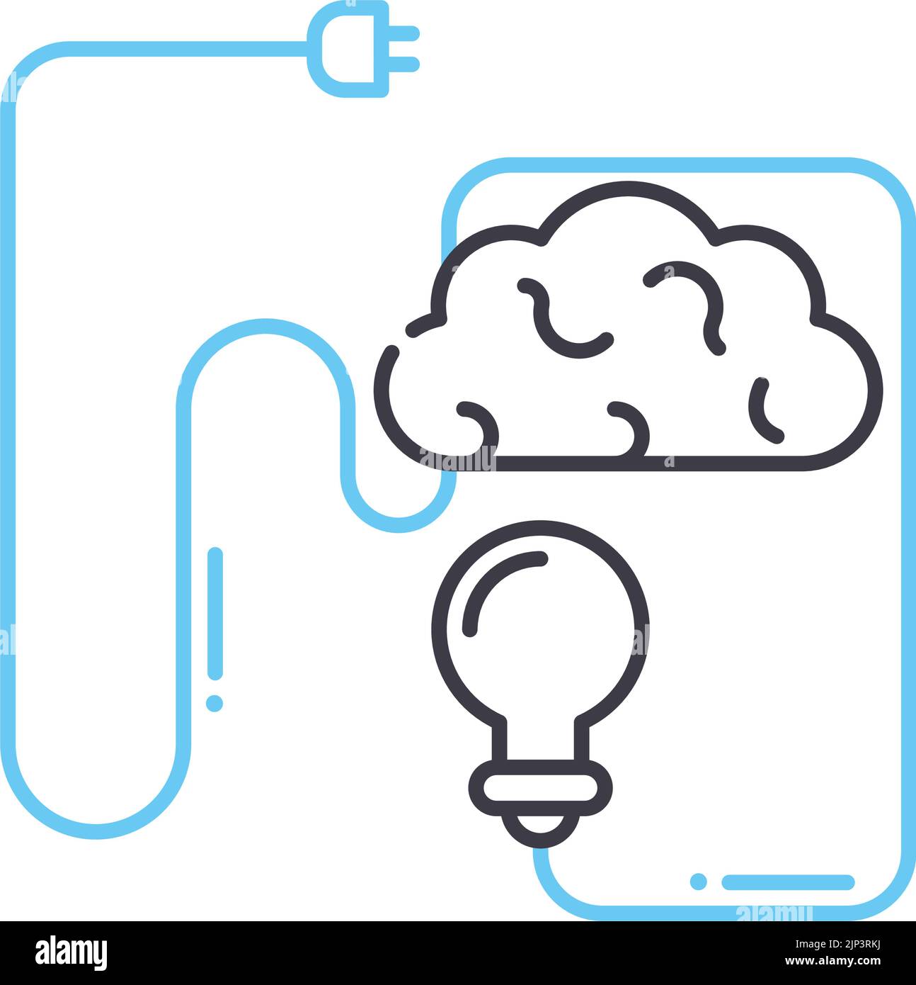 icona della linea della sessione di brainstorming, simbolo di contorno, illustrazione vettoriale, segnale concettuale Illustrazione Vettoriale