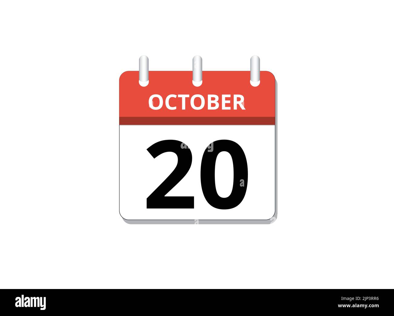 Ottobre, 20th vettore icona calendario, concetto di pianificazione, business e compiti Illustrazione Vettoriale