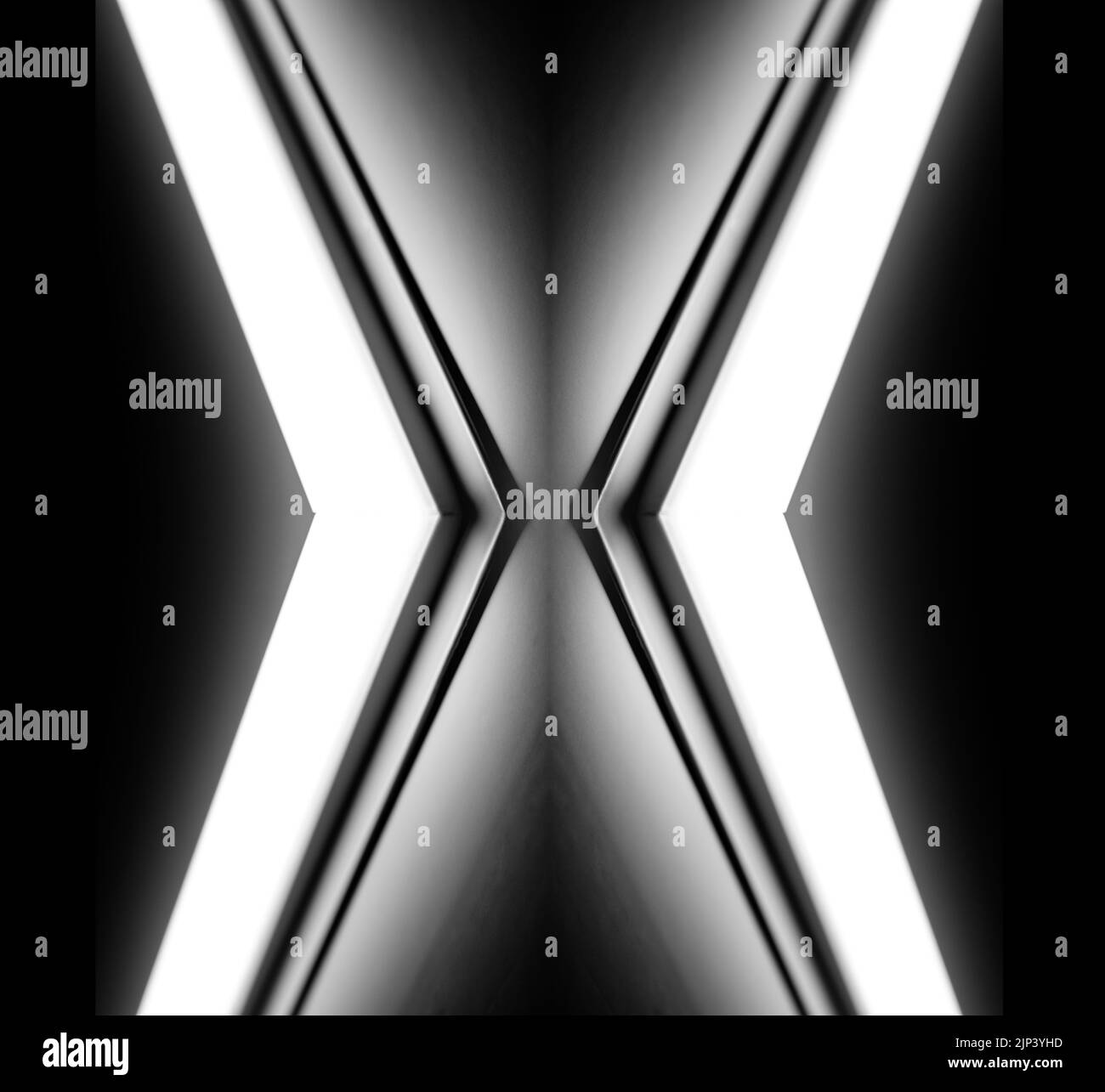 Luce LED a forma di X al buio Foto Stock