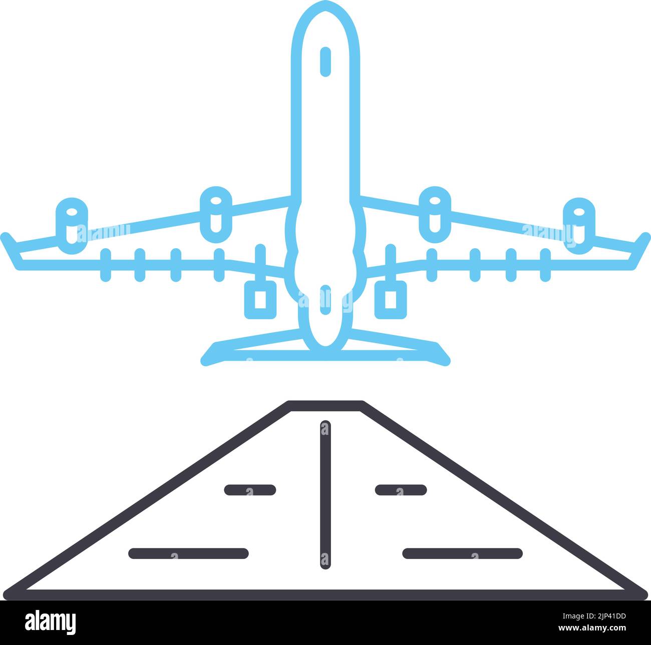 icona della linea di volo dell'aereo, simbolo di contorno, illustrazione vettoriale, segnale concettuale Illustrazione Vettoriale