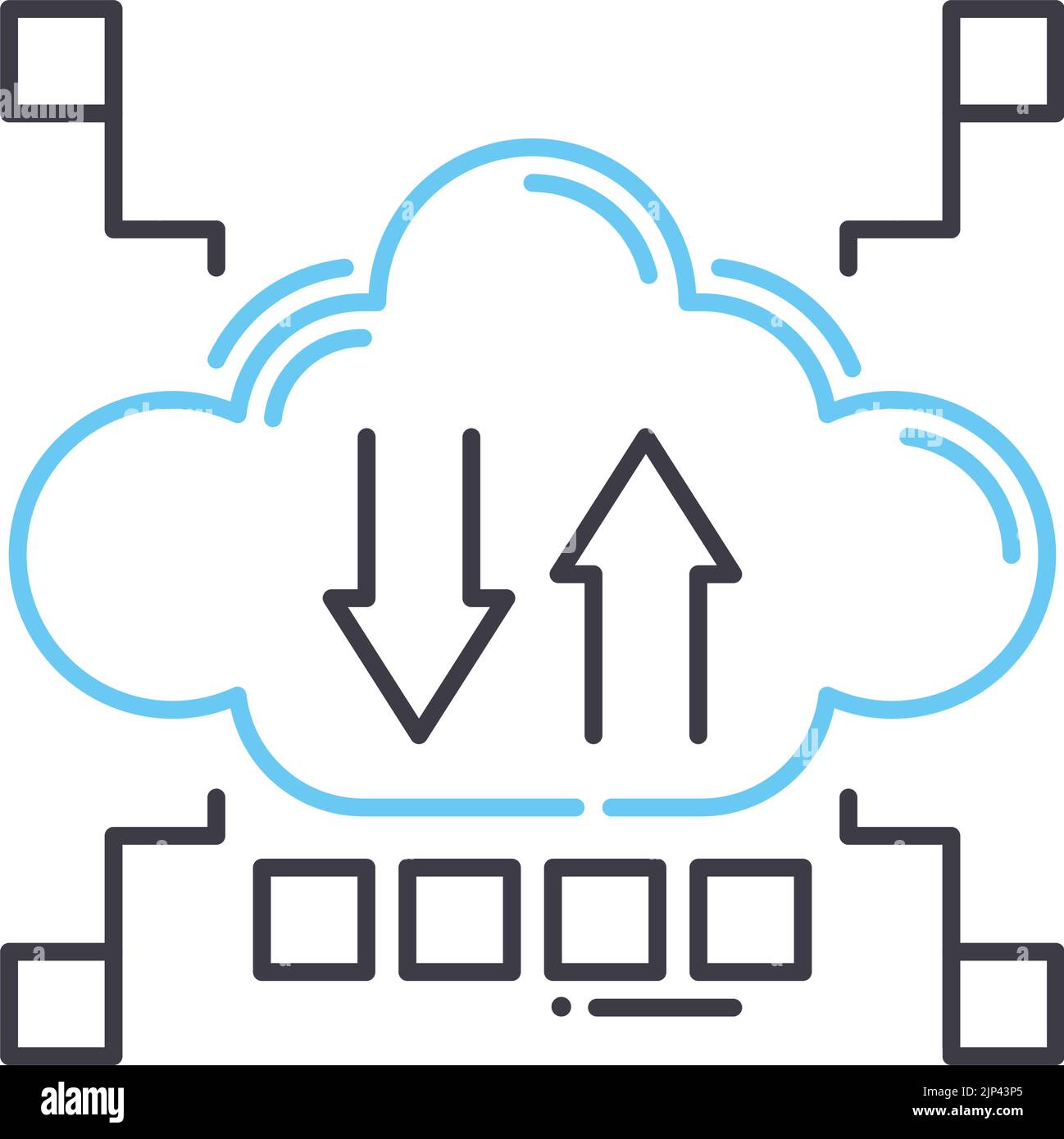 icona della linea di copia di backup, simbolo di contorno, illustrazione vettoriale, simbolo concettuale Illustrazione Vettoriale