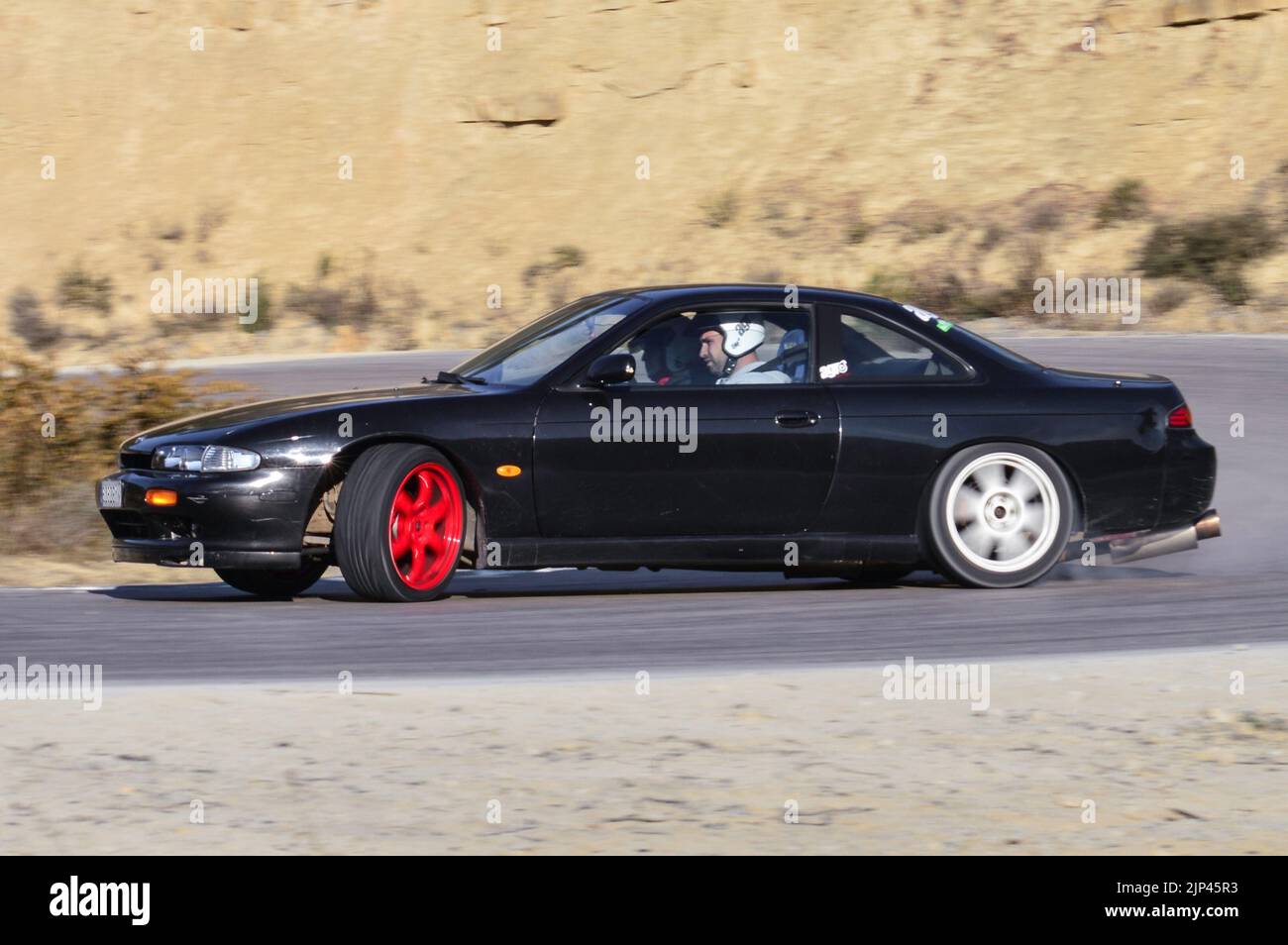 Una pista da deriva nera modificata modello Nissan Silvia S14 Foto Stock