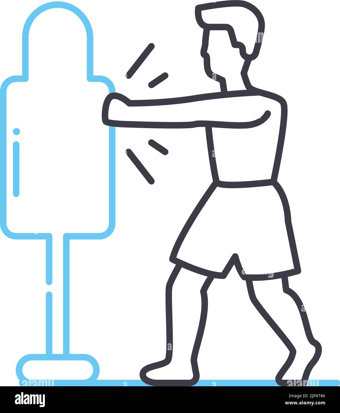 bob linea di addestramento fittizia icona, simbolo di contorno, illustrazione vettoriale, segno di concetto Illustrazione Vettoriale