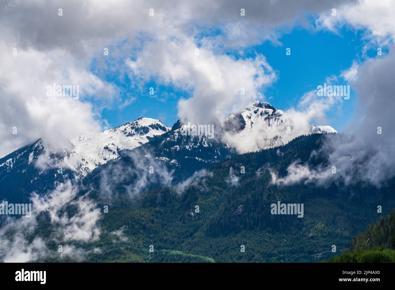 Vista panoramica del monte Menzies visto dalla nave da crociera nel Discovery Passage nella British Columbia Foto Stock