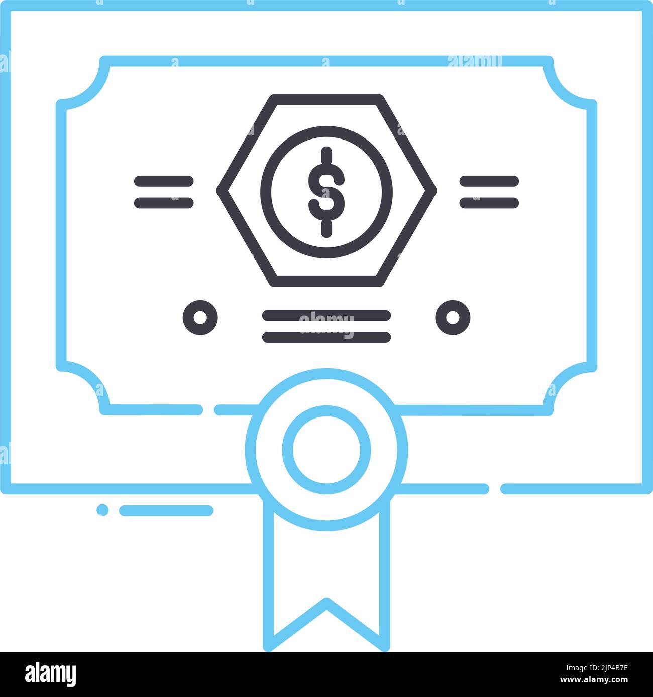 icona della linea di investimento obbligazionario, simbolo di contorno, illustrazione vettoriale, segno di concetto Illustrazione Vettoriale
