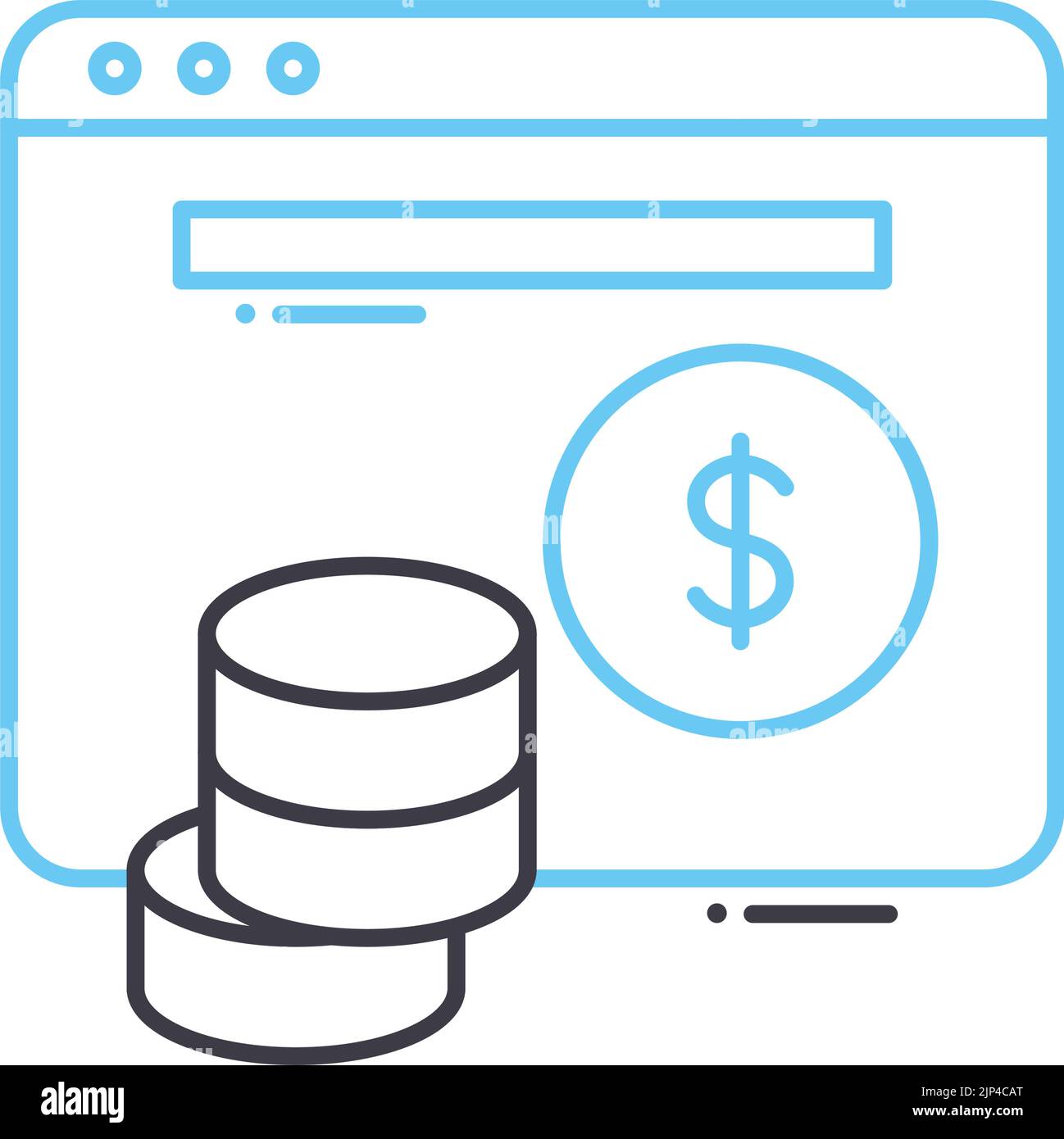 icona della riga del conto bancario, simbolo del contorno, illustrazione del vettore, simbolo del concetto Illustrazione Vettoriale