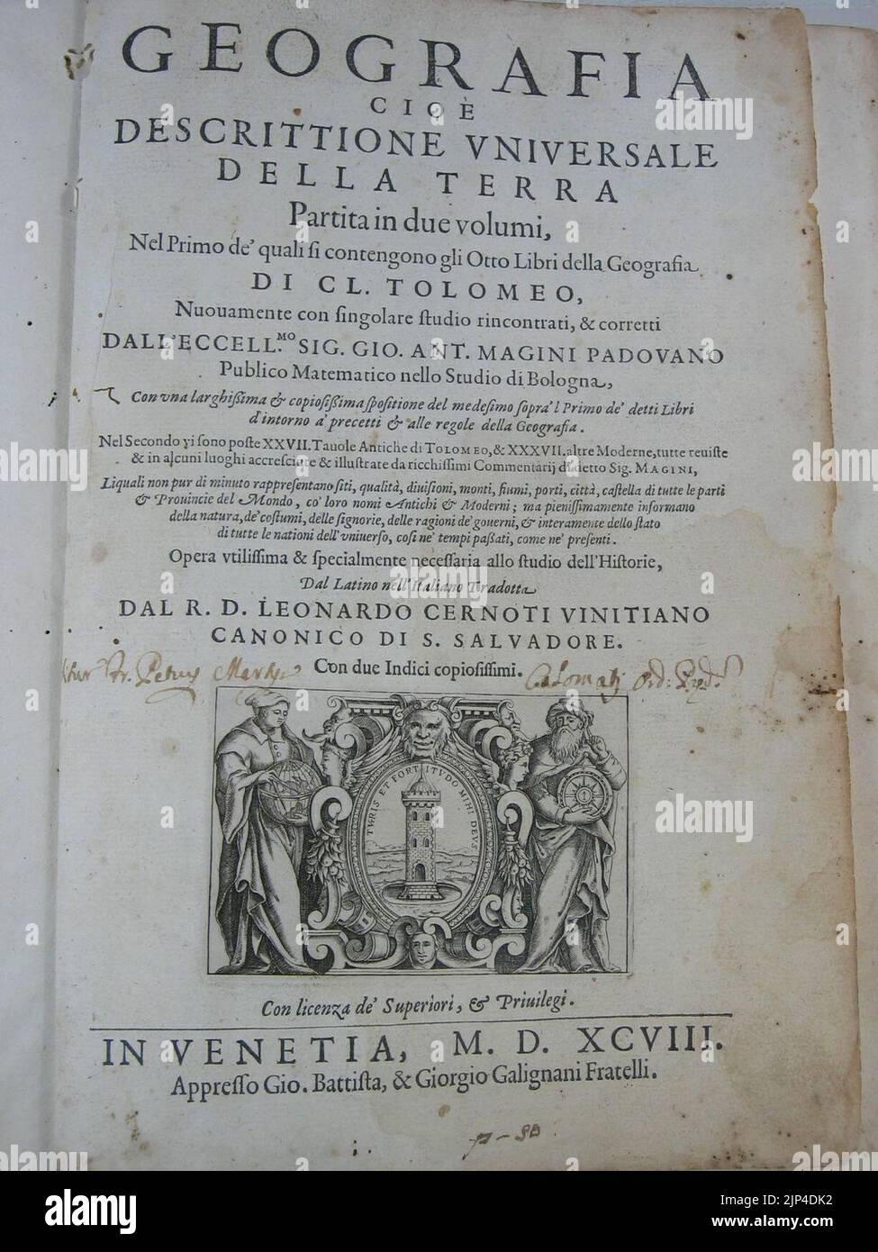 La serie completa di 27 cartine tolemaiche di Girolamo Porro, Venezia, 1598 pagina del titolo Foto Stock