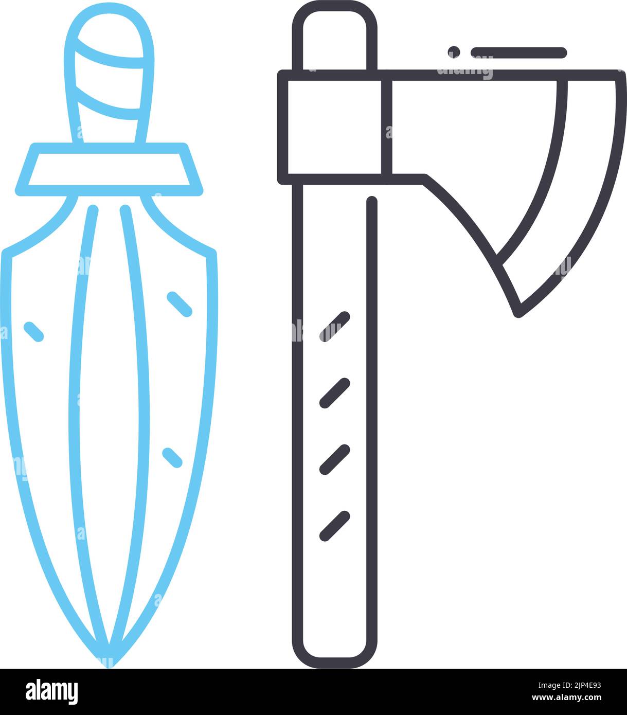 icona della linea del pugnale antico, simbolo del contorno, illustrazione vettoriale, simbolo del concetto Illustrazione Vettoriale