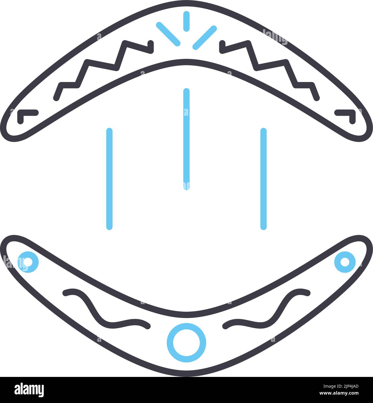 icona della linea boomerang, simbolo di contorno, illustrazione vettoriale, segnale concettuale Illustrazione Vettoriale