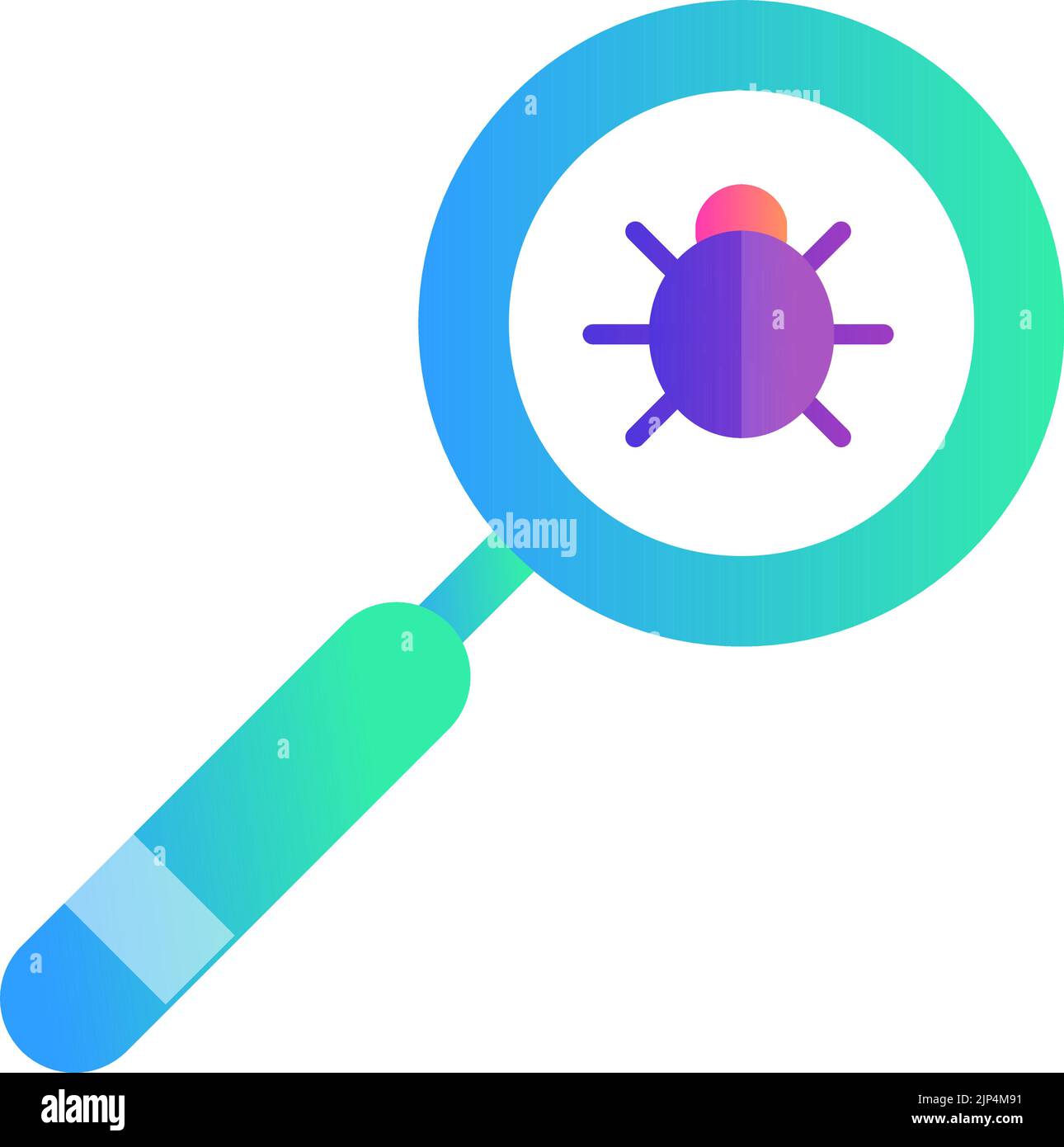 Ricerca bug con lente di ingrandimento vettore malware trovare Illustrazione Vettoriale