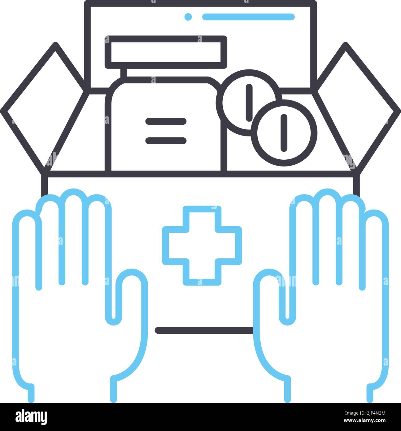 icona della linea di assistenza, simbolo di contorno, illustrazione vettoriale, segnale concettuale Illustrazione Vettoriale