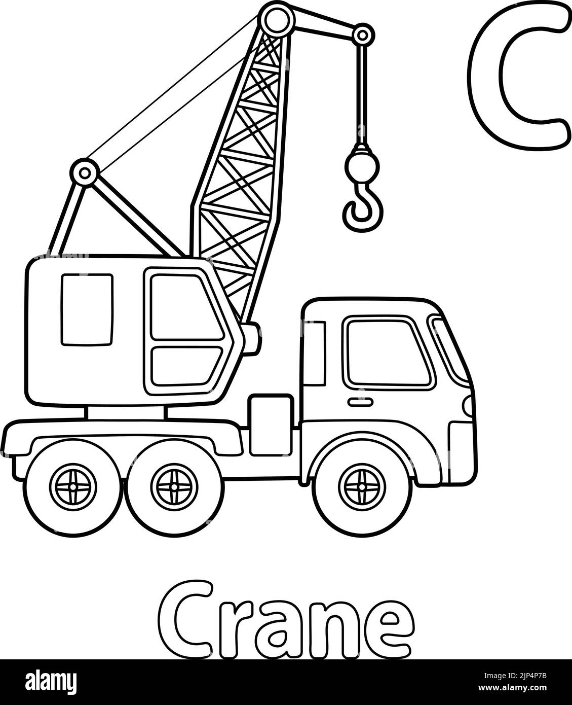 Crane Alphabet ABC colorazione pagina C Illustrazione Vettoriale
