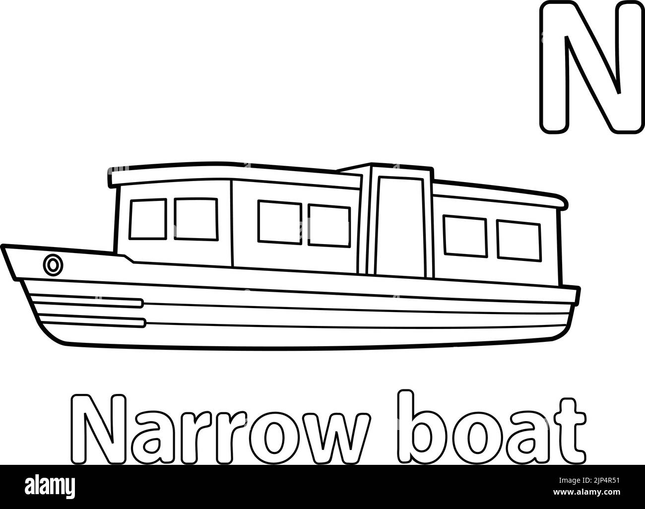 Barca stretta Alphabet ABC colorazione pagina N Illustrazione Vettoriale
