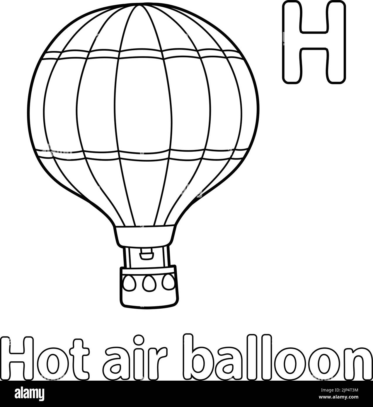Hot Air Balloon Alphabet ABC colorazione pagina H Illustrazione Vettoriale