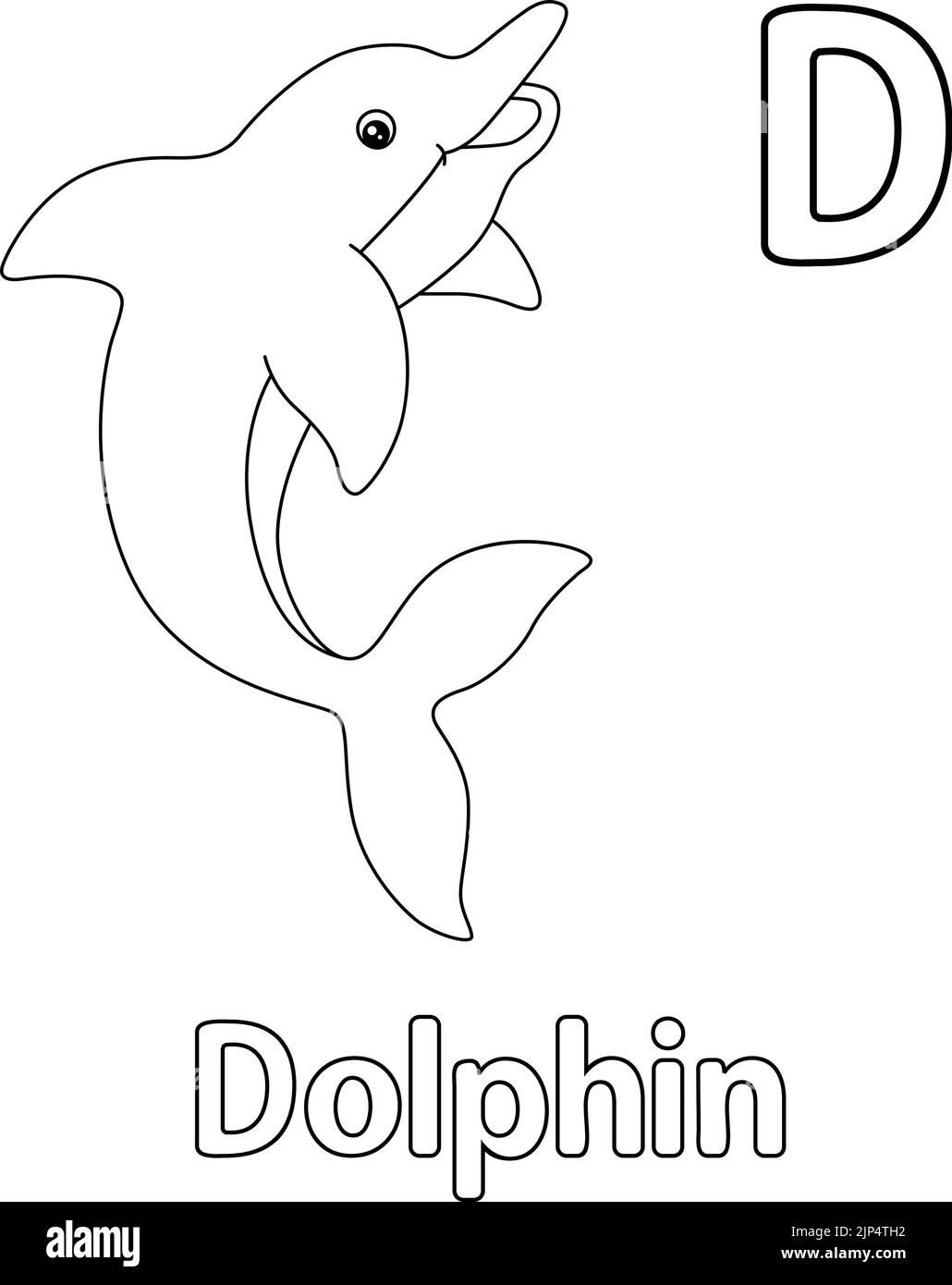 Dolphin Alphabet ABC colorazione pagina D Illustrazione Vettoriale