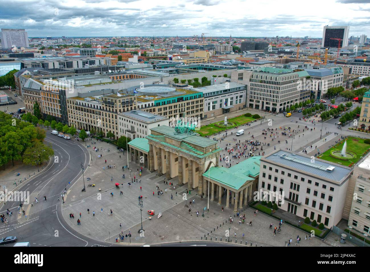 Porta di Brandeburgo a Berlino, Germania vista aerea Foto Stock