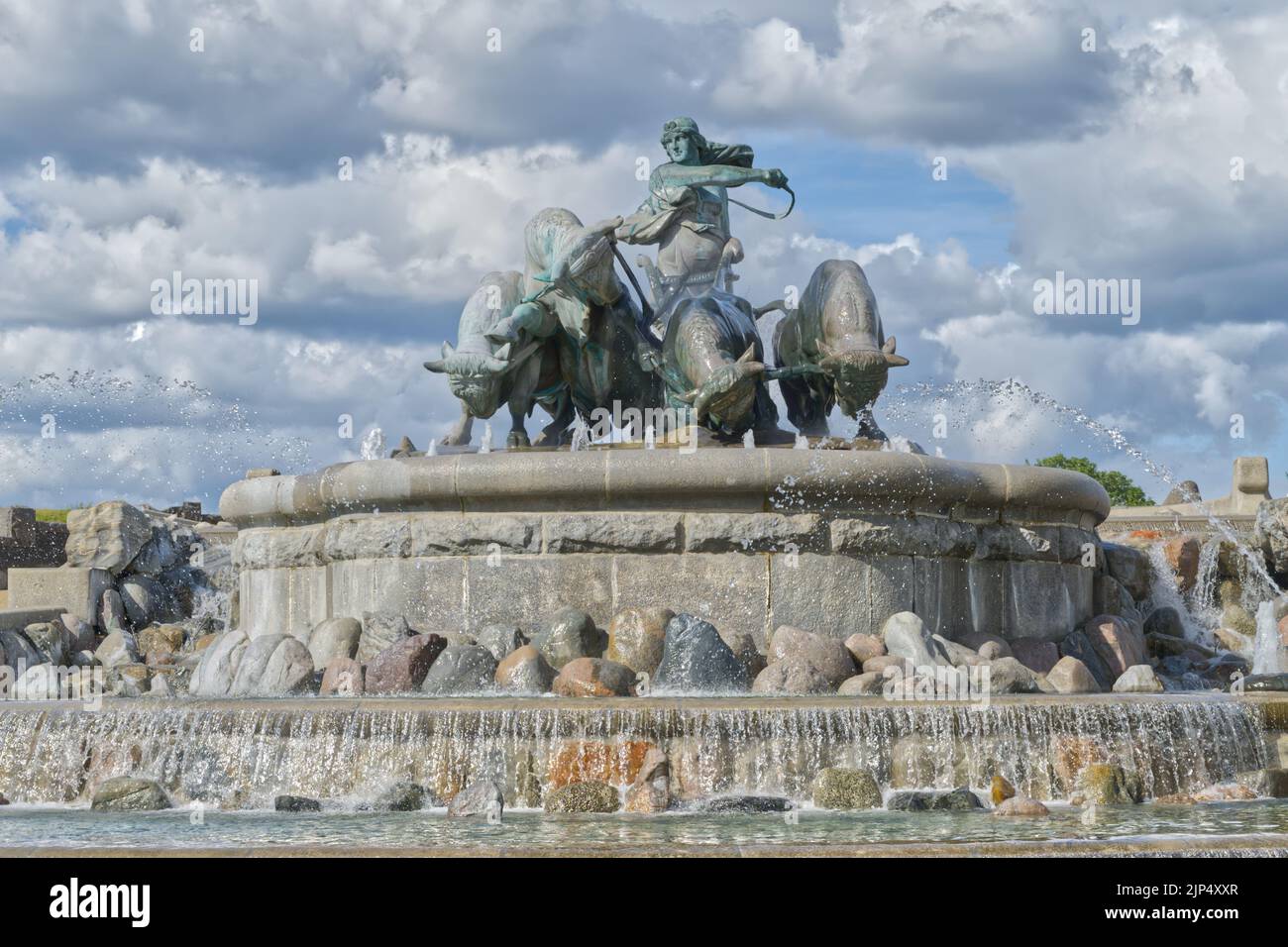 Dettagli della fontana Gefion a Copenhagen Europe Foto Stock