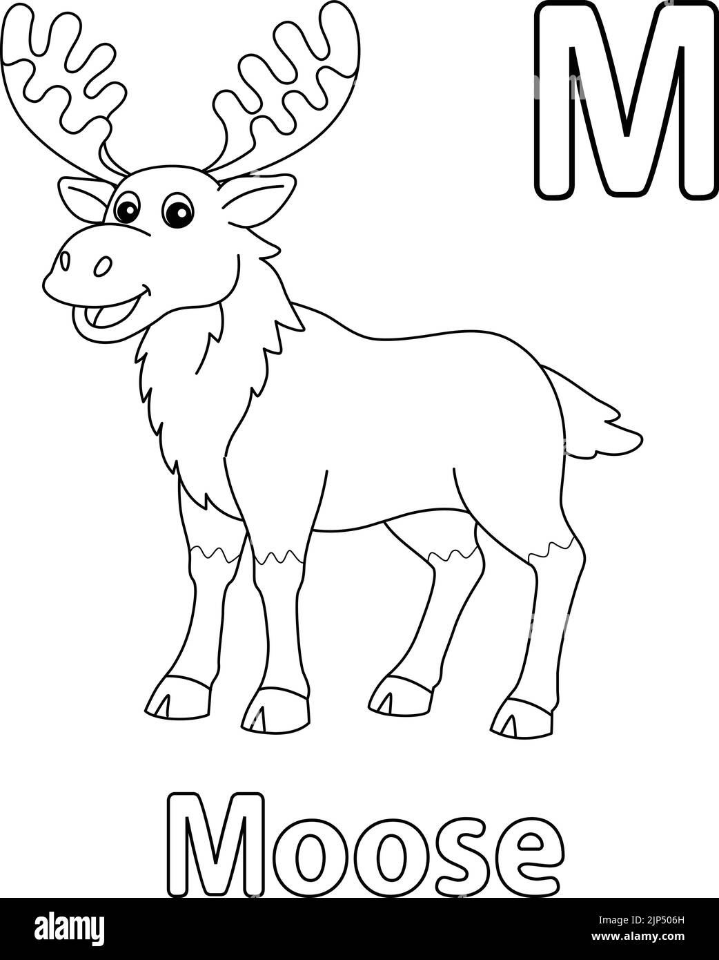 Alphabet Moose ABC colorazione pagina M Illustrazione Vettoriale