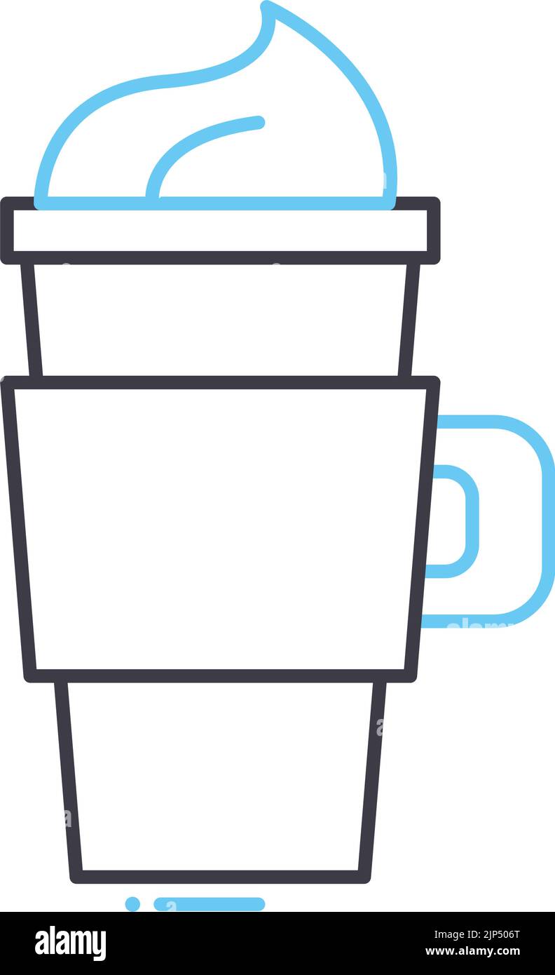 icona della linea di scuotimento del caffè, simbolo di contorno, illustrazione vettoriale, segnale concettuale Illustrazione Vettoriale