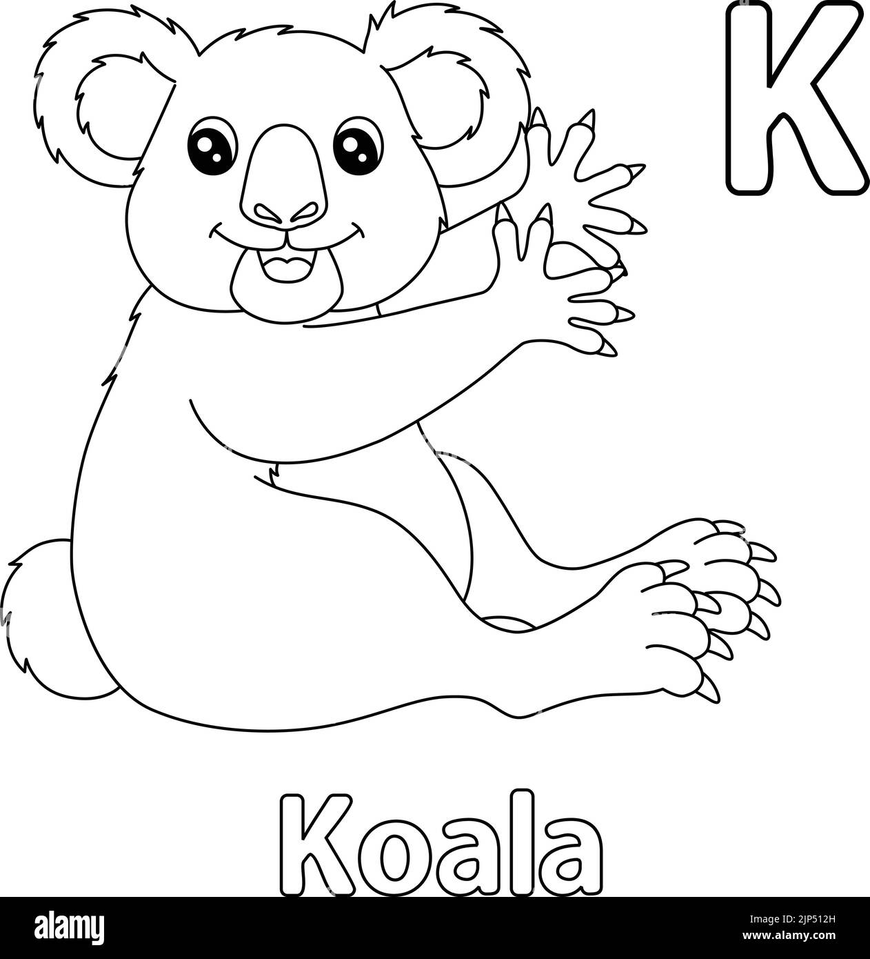Koala Alphabet ABC colorazione pagina K Illustrazione Vettoriale