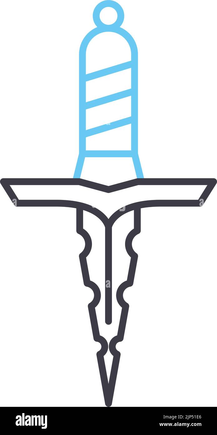 icona della linea del pugnale, simbolo del contorno, illustrazione vettoriale, simbolo del concetto Illustrazione Vettoriale