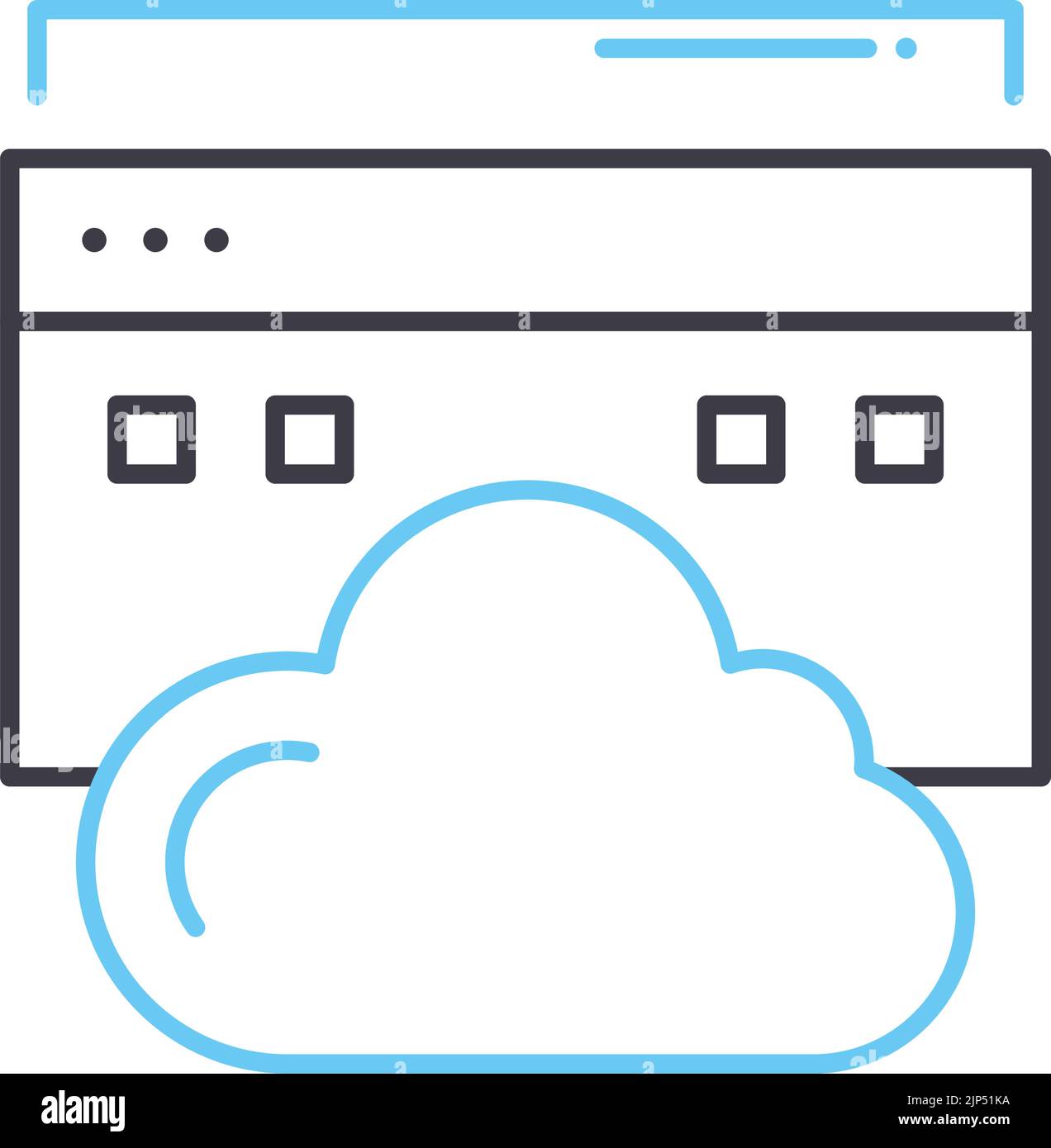 icona della linea del pannello di controllo cloud, simbolo di contorno, illustrazione vettoriale, simbolo concettuale Illustrazione Vettoriale