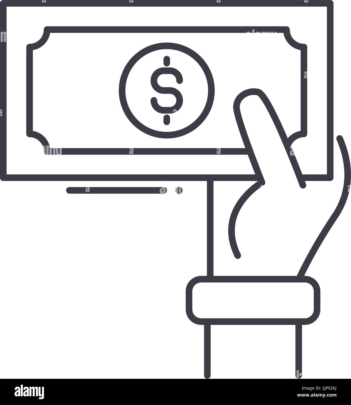 icona della linea di denaro contante, simbolo di contorno, illustrazione vettoriale, simbolo del concetto Illustrazione Vettoriale
