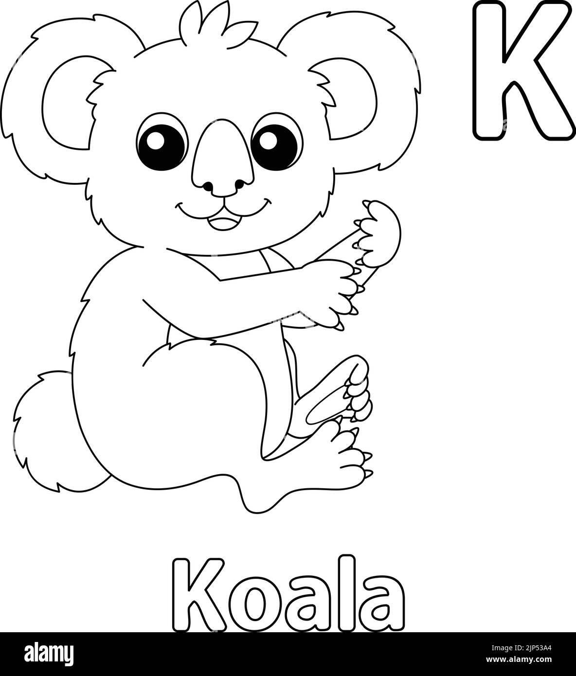 Koala singolo. Alfabeto ABC colorazione pagina K Illustrazione Vettoriale