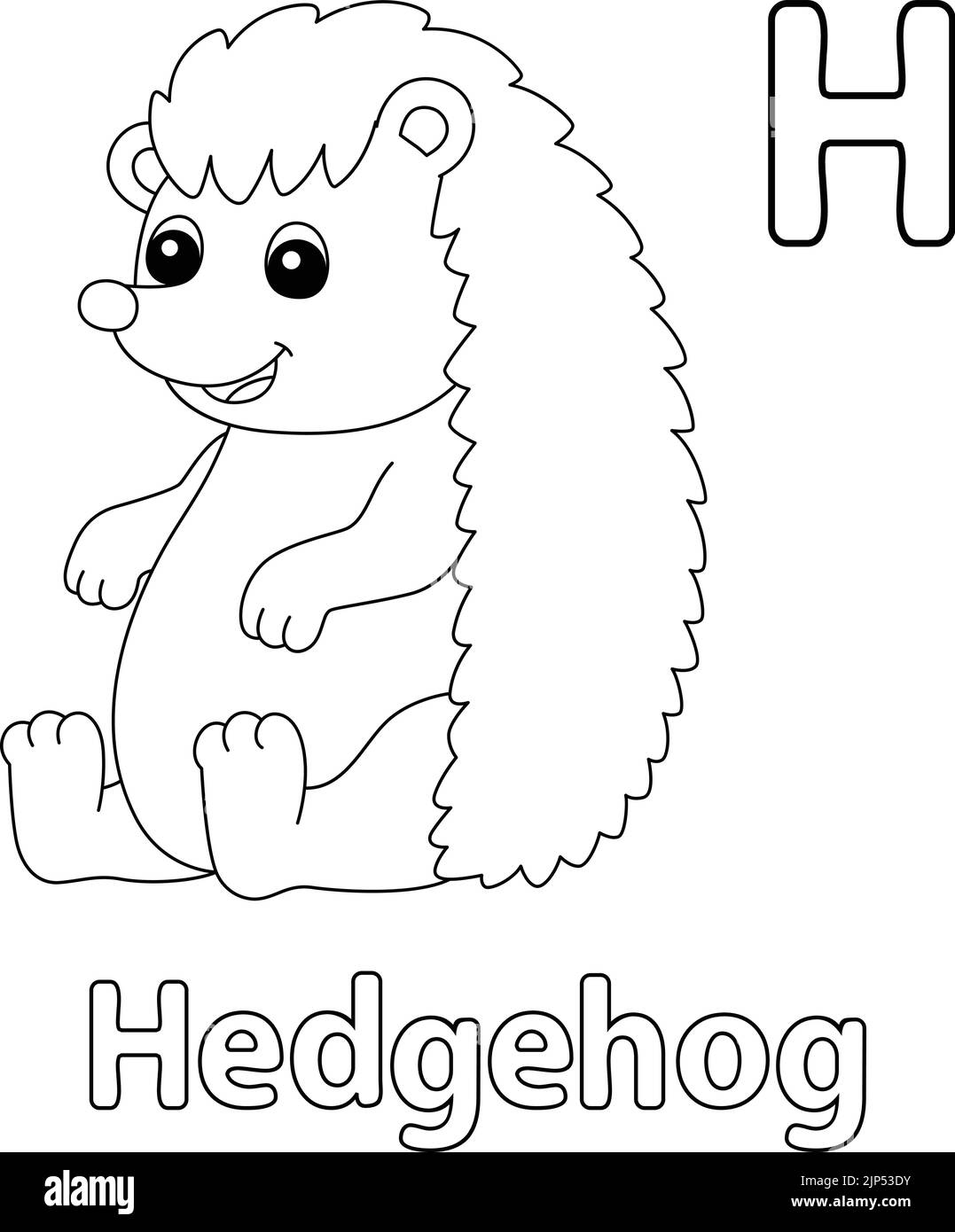 Seduta Hedgehog Alphabet ABC colorazione pagina H Illustrazione Vettoriale