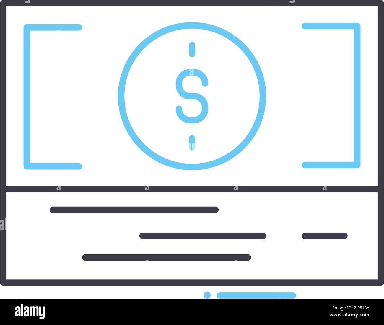 icona della linea di denaro contante, simbolo di contorno, illustrazione vettoriale, simbolo del concetto Illustrazione Vettoriale