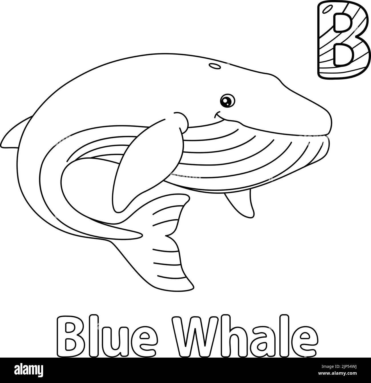Alfabeto balena blu ABC colorazione pagina B Illustrazione Vettoriale