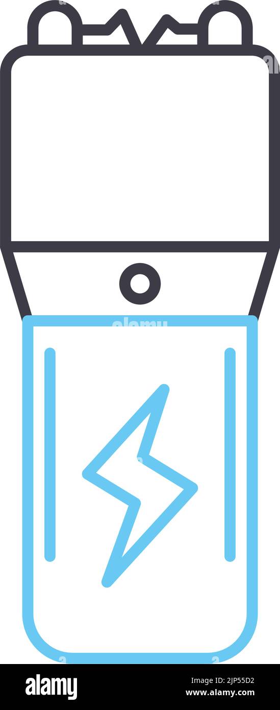 icona della linea della scossa elettrica, simbolo di contorno, illustrazione vettoriale, segnale concettuale Illustrazione Vettoriale