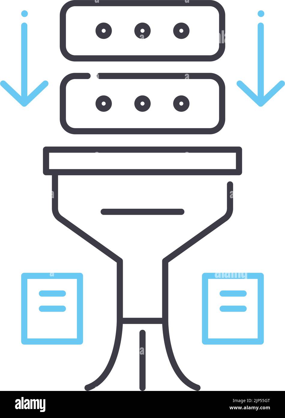 icona della linea dei filtri dati, simbolo di contorno, illustrazione vettoriale, simbolo concettuale Illustrazione Vettoriale