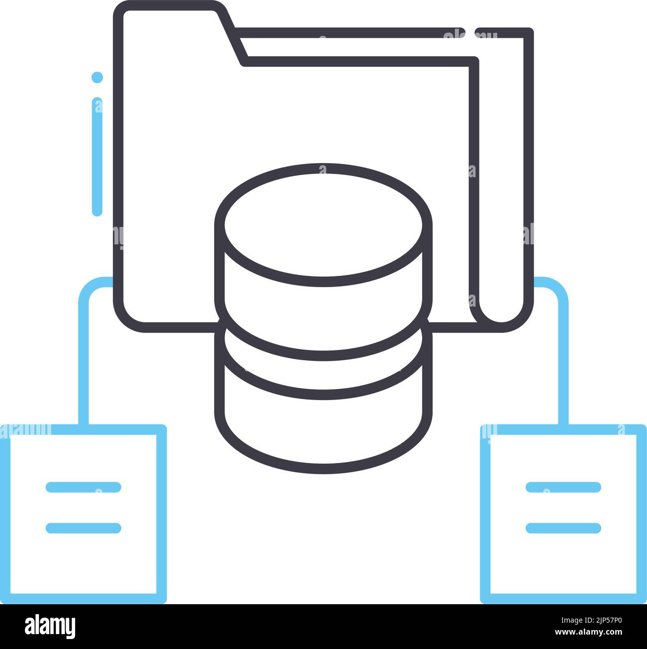 icona della linea di backup dei dati, simbolo di contorno, illustrazione vettoriale, simbolo concettuale Illustrazione Vettoriale