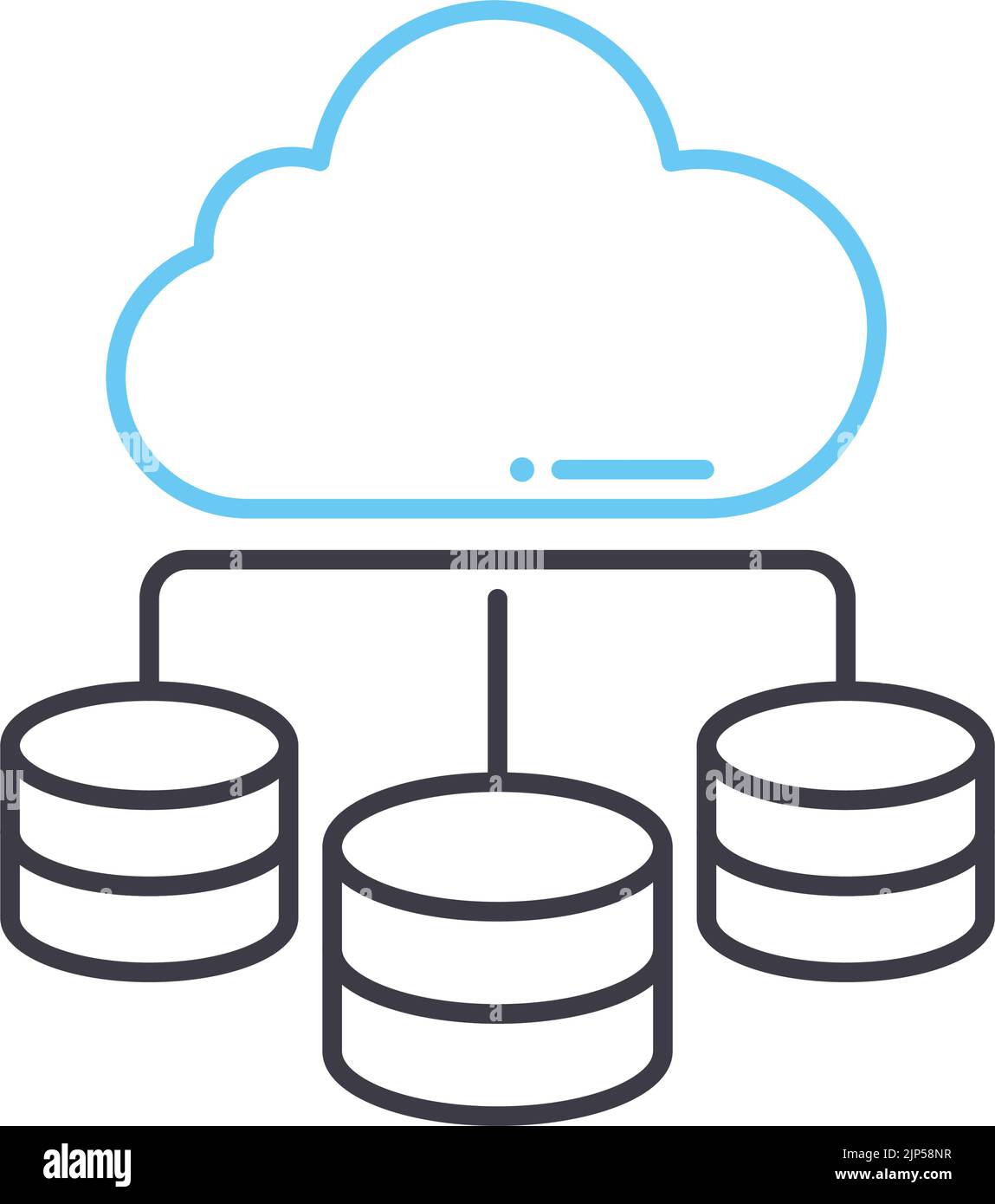 icona della linea di archiviazione cloud, simbolo di contorno, illustrazione vettoriale, segnale concettuale Illustrazione Vettoriale