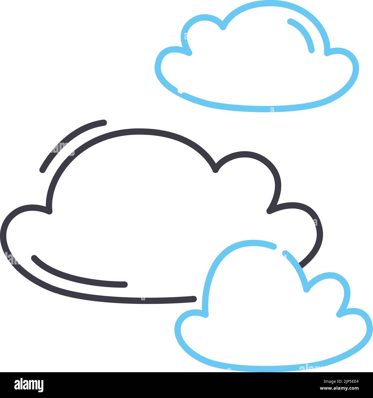 icona di linea nuvolosa, simbolo di contorno, illustrazione vettoriale, segnale concettuale Illustrazione Vettoriale