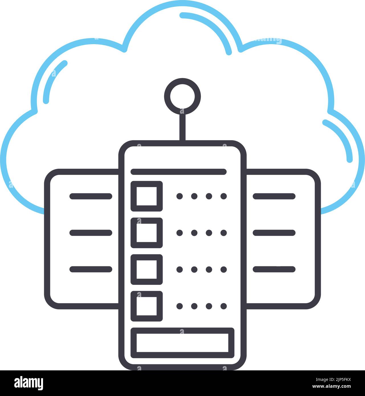 icona della linea di memorizzazione dati, simbolo di contorno, illustrazione vettoriale, segnale concettuale Illustrazione Vettoriale