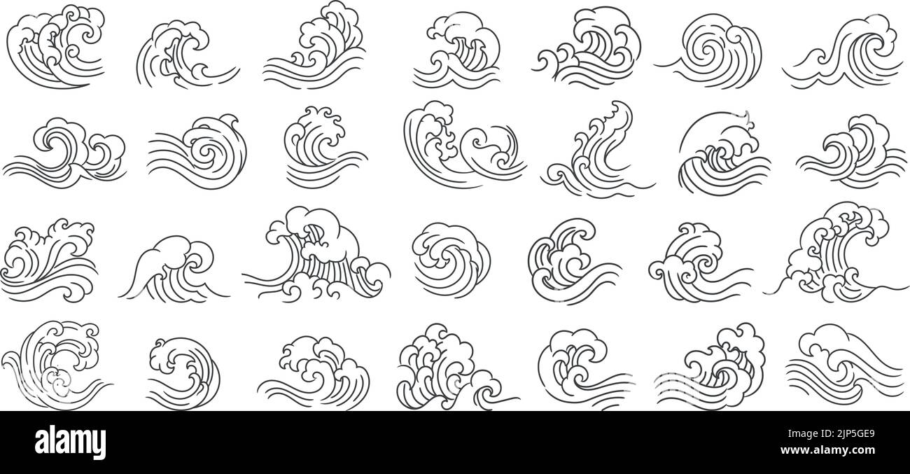 Icone Oriental Waves Illustrazione Vettoriale