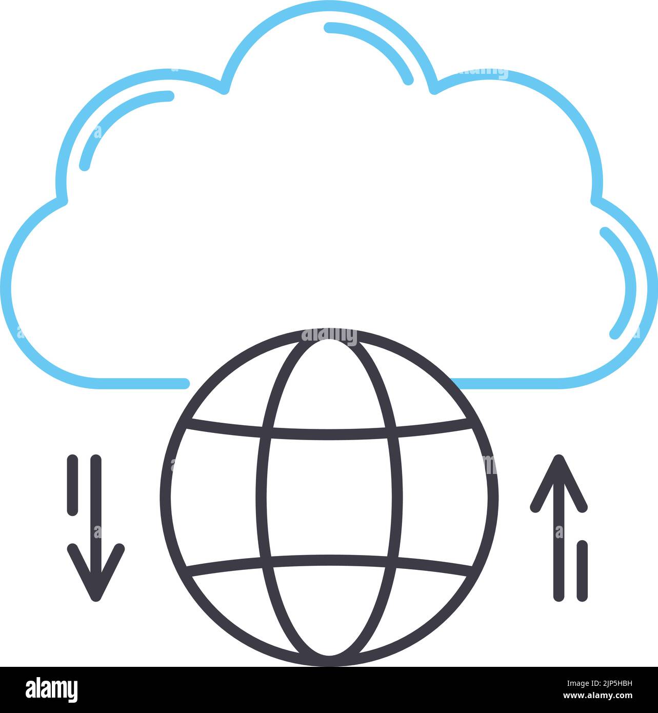 icona della linea di archiviazione cloud, simbolo di contorno, illustrazione vettoriale, segnale concettuale Illustrazione Vettoriale