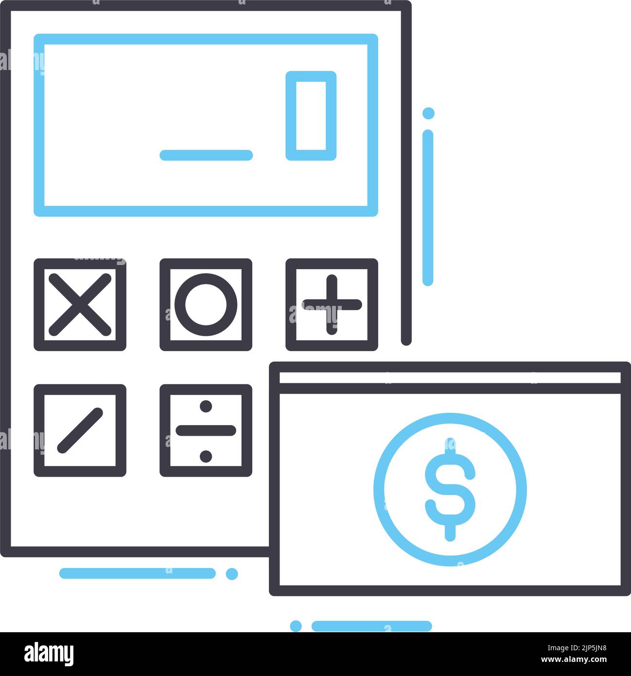 icona della linea della calcolatrice, simbolo del contorno, illustrazione vettoriale, simbolo del concetto Illustrazione Vettoriale