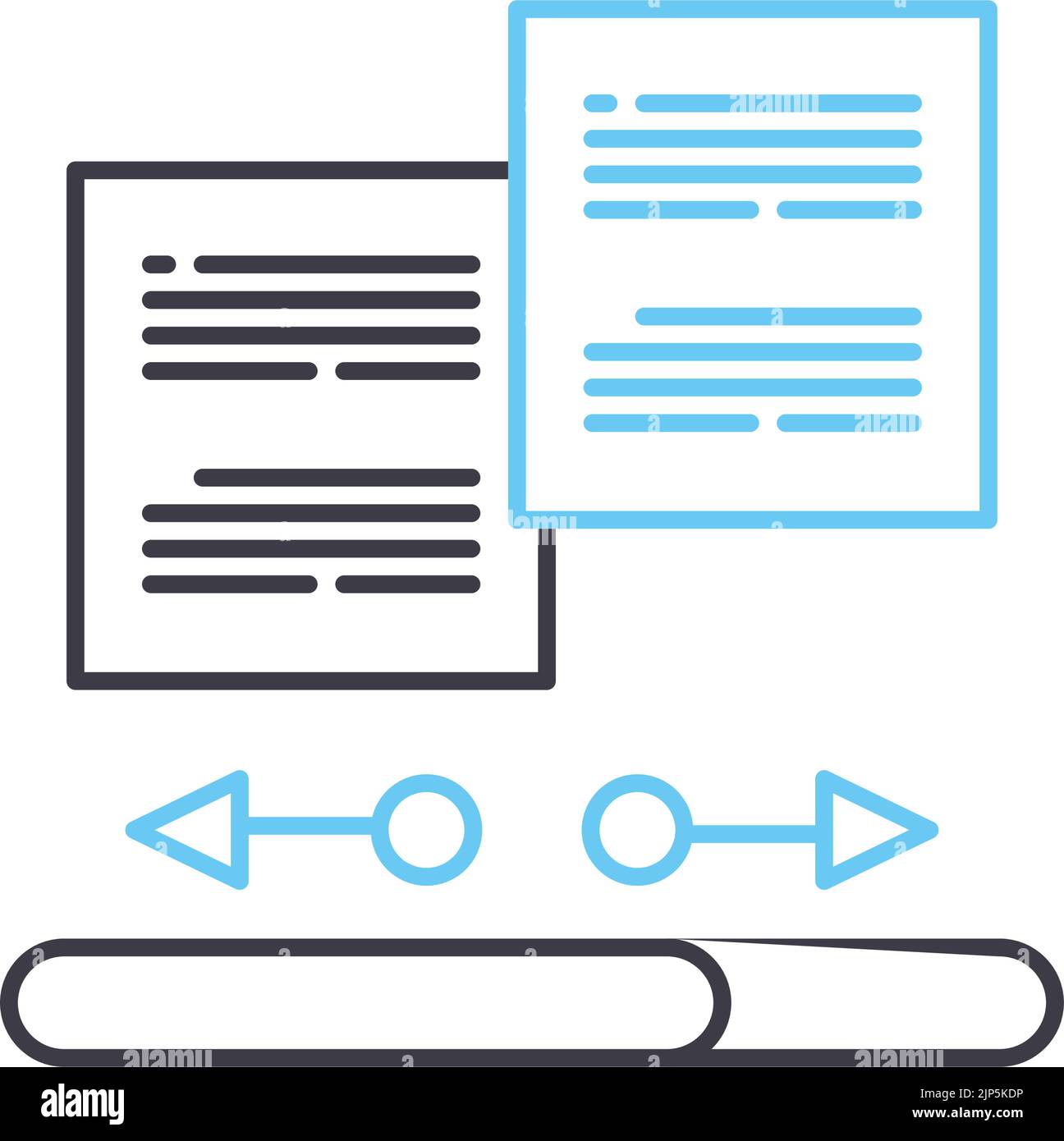 icona della linea di trasferimento file, simbolo di contorno, illustrazione vettoriale, simbolo di concetto Illustrazione Vettoriale
