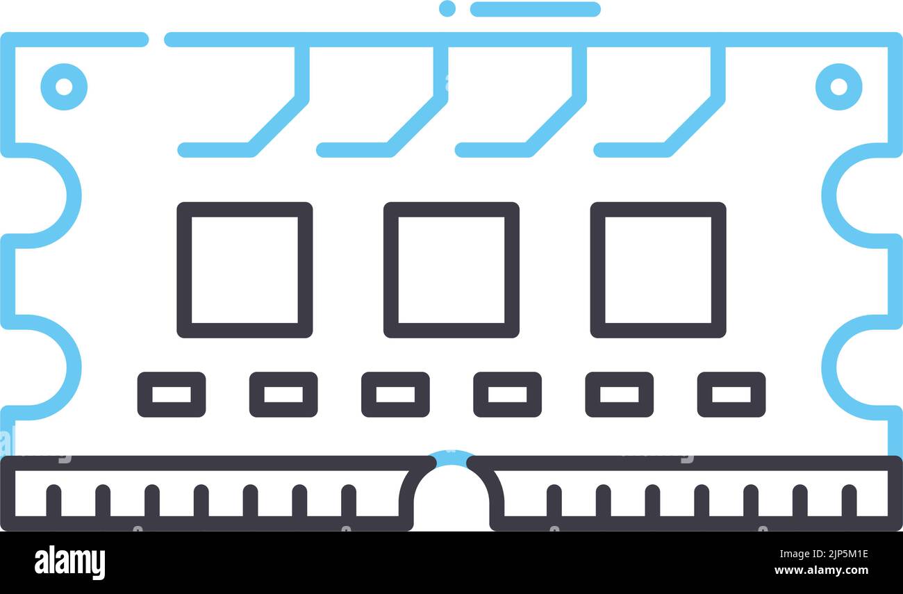 icona della riga di memoria del computer, simbolo di contorno, illustrazione vettoriale, simbolo concettuale Illustrazione Vettoriale