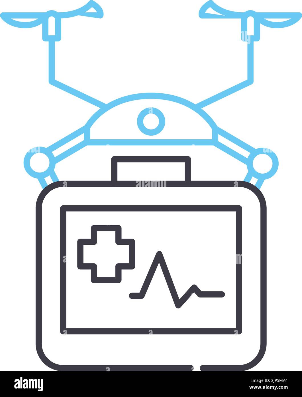 icona della linea del defibrillatore, simbolo di contorno, illustrazione vettoriale, segnale concettuale Illustrazione Vettoriale